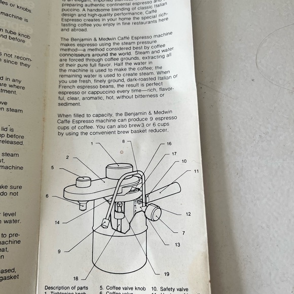 Benjamin & Medwin Vintage Espresso Capuccino Stovetop Coffee Brewer & Steamer - Picture 5 of 14